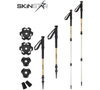 Bâton de randonnée SkinStar T1, bâton de randonnée, bâton de trekking, bâton de ski, bâton de ski de randonnée - Longueur : SKINSTAR wood look