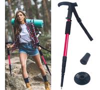 Baton de RandonnéE TéLescopiques D'Aluminium BâTons de Marche Baton de Marche Pliable Portable Trekking Hiking Pole La RandonnéE en Montagne et d'autres Sports（Rouge）