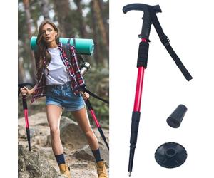 Baton de RandonnéE TéLescopiques D'Aluminium BâTons de Marche Baton de Marche Pliable Portable Trekking Hiking Pole La RandonnéE en Montagne et d'autres Sports（Rouge 1 pièce）