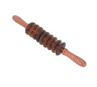 Bâton de Rouleau de Massage incurvé à 9 Roues, Taille de 40 Cm / 15,7 Pouces, pour la Thérapie de Drainage Lymphatique (Brun)