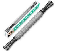 Bâton de Rouleau Musculaire - Gris Noir - Outil de Massage Corporel avec 9 Rouleaux et Poignées Antidérapantes pour Massage des Tissus Profonds et Récupération Musculaire Maximale - par Cozlow