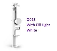 Bâton de selfie Bluetooth portable,support de téléphone,trépieds multifonctions rétractables avec lumière LED,obturateur à distance sans fil - Type Q02S White