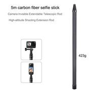 Bâton de selfie invisible en fibre de carbone de 5 m, perche télescopique avec vis 1/4'' pour Insta360 X5X4, DJI Action, GoPro