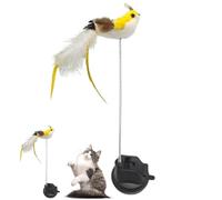 Bâton de taquinerie pour chat, à ressort en plumes d'oiseau avec ventouse | Jouet interactif pour animaux de compagnie pour café, amoureux des chats, propriétaire de voiture
