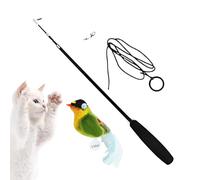 Bâton de taquinerie pour chat - Jouet pour oiseau - Jouet interactif portable en plumes pour chat - Jouets couineurs pour chatons de petite et moyenne taille