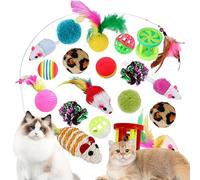 Bâton de teaser pour chat, ensemble de jouets pour chat, Kit de jouets interactifs pour chat de 20 pièces, Jouet interactif pour animaux de compagnie en matériaux naturels pour parc, jardin, extérieur