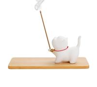 Bâton d'encens en céramique pour chat - Porte-encens en céramique avec attrape-cendres en bois - Décoration pour la méditation, le yoga, le massage, le travail de lecture