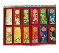 Bâton d'encre de calligraphie chinoise, Pratique de la calligraphie et peinture for étudiants avec boîte à encre douze bandes d'encre colorées du zodiaque