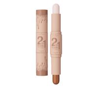 Bâton Double Extrémité 2-en-1 : Crème Contour/Bronzer/Highlight/Blush, Tenue Longue, Vegan Sans Cruauté, Toutes Peaux & Portable (O1# Beige clair+)