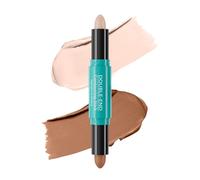 Baton Double Extrémité Crème Contour/Bronzer/Highlight + Blush Crémeux, Longue Durée, Vegan Cruelty-Free, Toutes Peaux & On-the-Go (02-racine de lotus rose+)