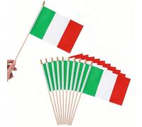 Bâton en Bois - 10 Pièces Petit Drapeau Italien Banniere Mini Drapeau Italie à Manivelle Fanions pour Fête Festival Celebration Anniversaire Mariage Decoration Ecole Jardin 5x8 Pouces 14 X 21 cm