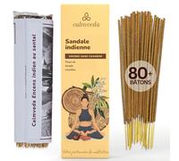 Baton Encens Bois de Santal - (80 batonnets encens Naturel) Batonnets d'encens Naturel sans Charbon, Fabriqués À Partir Fleurs Recy s | Brule Non Toxiques | Utilisation pour Détente
