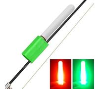 Bâton lumineux de pêche avec détecteur de touche LED pour veilleuse pour canne à pêche avec clips de montage (rouge + vert)