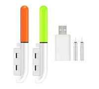 Bâton lumineux de pêche de nuit avec batterie rechargeable CR425 et chargeur USB (1 rouge + 1 vert)