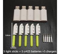 Bâton Lumineux Électronique Avec Batterie Rechargeable,Lampe Lumineuse Télescopique Pour La Pêche De Nuit,B637,Lot De 5 Pièces - Type Yellow L And 5 Usb