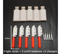 Bâton Lumineux Électronique Avec Batterie Rechargeable,Lampe Lumineuse Télescopique Pour La Pêche De Nuit,B637,Lot De 5 Pièces - Type Red L And 5 Usb