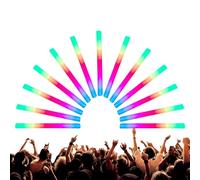 Bâton lumineux en mousse - 48 x 4 cm | 15 bâtons lumineux LED en vrac avec 3 modes de clignotement de couleur | Brille dans le noir | Fournitures de fête lumineuses pour concerts, festivals, mariages