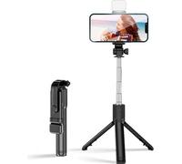 Bâton selfie avec trépied télescopique, télécommande et lumière R1S - 0,7 m - Noir KP38017