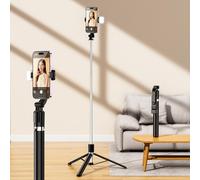 Bâton selfie avec trépied télescopique, télécommande et lumière R1S-L - 1,7 m - Noir KP38018