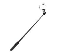 Bâton selfie WC12YDS trépied télescopique en alliage d'aluminium de 1,3 m avec double éclairage et support de téléphone - noir
