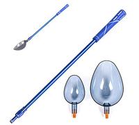 Bâton Télescopique en Aluminium 55-95cm, Manche Léger avec 2 Cuillères d'Appât - Résistant et Confortable, Compatible Filet de Pêche, Polyvalent pour Tous Pêcheurs