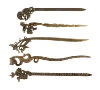 Bâtonnet à Cheveux Rétro 5 Pièces en Métal, Style Ancien Plusieurs styles | Mariage et Soirées Costumées, Design Élégant et Unique, Usage Pratique, Lot de Cinq Style Aléatoire
