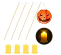 Bâtonnet de Lanterne avec LED Halloween, 4 Petites Lumières LED et 4 Bâtons Lanterne en Bois, 30 cm Bâton Lanternes Électroniques pour Halloween, Saint-Martin, Fêtes d'enfants (4pcs)