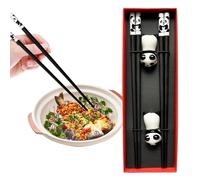 Bâtonnets Chop réutilisables, bâtonnets chinois, panda avec supports en céramique, 2 paires de baguettes de 22,4 cm, non antidérapantes, pour plats asiatiques, sushi, nude de riz