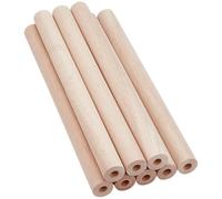 Bâtonnets de bois ronds naturels, Paquet de 8 tiges creuses en bois caoutchouc avec trou 1 cm, plusieurs tailles inachevées for le bricolage(30x2.5cm)