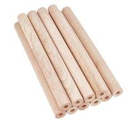 Bâtonnets de bois ronds naturels, Paquet de 8 tiges creuses en bois caoutchouc avec trou 1 cm, plusieurs tailles inachevées for le bricolage(25x2.2cm)