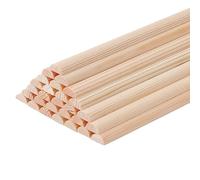 Bâtonnets de bois ronds naturels, Tiges de cheville en bois hêtre, paquet 6, 2.5cm diamètre et 45cm longueur for l'artisanat bricolage(351x7mm)