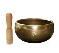 Bâtonnets de chant tibétains, Bol chantant de yoga bouddhiste tibétain fait à la main avec maillet, hauteur 5,5 cm, Népal