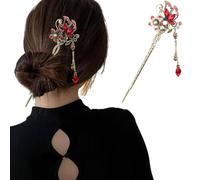 Bâtonnets de cheveux chinois, épingle à cheveux chinoise de style traditionnel avec papillon en strass, baguettes rétro 5, 9 pouces pour femmes épingle
