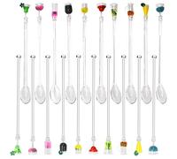 Bâtonnets de Cocktail,Forreen 20 Pièces Agitateurs à Cocktail Acrylique Réutilisables Cuillères à Cocktail Coloré Agitateurs de Boissons pour Bars Cafés Mariages Fêtes d'Anniversaire,23cm