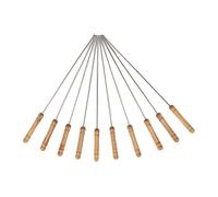 Bâtonnets de Kabob pour Barbecue, 11,8 Pouces, Manche en Bois, Brochettes de Barbecue en Acier Inoxydable, 10 Pièces