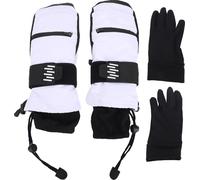 Bâtonnets de ski pour hommes femmes temps froid chaud snowboard -gants de sport de neige avec 5 doigts intérieurs noir et blanc XL