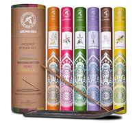 Bâtonnets d'Encens - 120 Pièces Bâtons d'Encens 6 Divers Parfums et Porte-Bâtonnets d'Encens - Lavande - Patchouli - Bois de Santal - Rose - Vanille - Encens