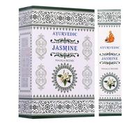 Bâtonnets d'encens ayurvédiques au Jasmin Masala - 12 x 15 bâtonnets | Agarbatti roulé à la Main au Parfum Floral et sucré pour la prière, la méditation et Le Yoga | avec Kajal Sticker