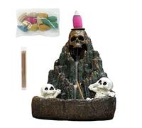Bâtonnets d'encens cascade - Articles ménagers - Crâne Pierre décorative - Porte-encens pour Halloween - Pour les fêtes, les vacances, le yoga, la cérémonie - Décoration de bureau