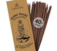 Bâtonnets d'encense en résine d'ambre de santal, (40 bâtonnets, 22,9 cm), en ambre naturel, épais, fabriqués à partir de résines, sans charbon propre, résinus chaud, arôme doux pour équilibrer