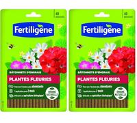 Bâtonnets d'engrais plantes fleuries, géraniums 40 bâtonnets (Lot de 2)