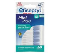 Bâtonnets Gomme - 60 Mini Picks -Efiseptyl - Doux Et Facile D'utilisation - Sachet Refermable