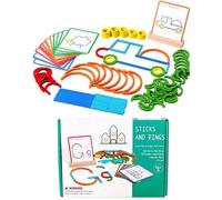 Bâtonnets Montessori Intelligents, 142 Pièces. Jeu De Bâtonnets Et D'anneaux en Bois for Les Tout-Petits De 3 À 8 Ans, Stimulant L'imagination Et La Concentration