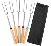 Bâtonnets télescopiques pour guimauves de 32 po - 5 brochettes sûres pour foyer, barbecue et camping - Faciles à nettoyer et à ranger