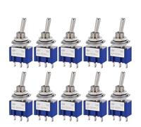 Bâtonnez l'interrupteur, Lot de 10 mini-interrupteurs à bascule 6 mm MTS102/103/202/203 avec capuchon étanche multicolore(MTS102 Dark Blue)