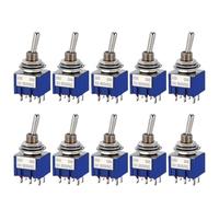 Bâtonnez l'interrupteur, Lot de 10 mini-interrupteurs à bascule 6 mm MTS102/103/202/203 avec capuchon étanche multicolore(MTS202 Dark Blue)