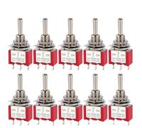 Bâtonnez l'interrupteur, Lot de 10 mini-interrupteurs à bascule 6 mm MTS102/103/202/203 avec capuchon étanche multicolore(MTS103 Red)