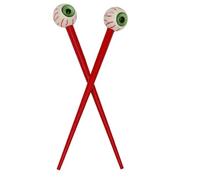 Bâtons à cheveux effrayants verts avec boule pour les yeux - Accessoire étrange