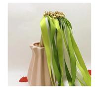 Bâtons de banderoles de mariage, 50 pièces, baguette de ruban tourbillonnant avec cloches, décoration de mariage sur pelouse, accessoires de fête de joyeux anniversaire pour Mariage(Light green)