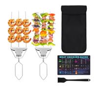 Bâtons de barbecue portatifs, brochettes à kebab, 6,3 cm, 3 griffes, avec système de libération facile, outils de barbecue résistants à la rouille, accessoires de barbecue réutilisables en acier